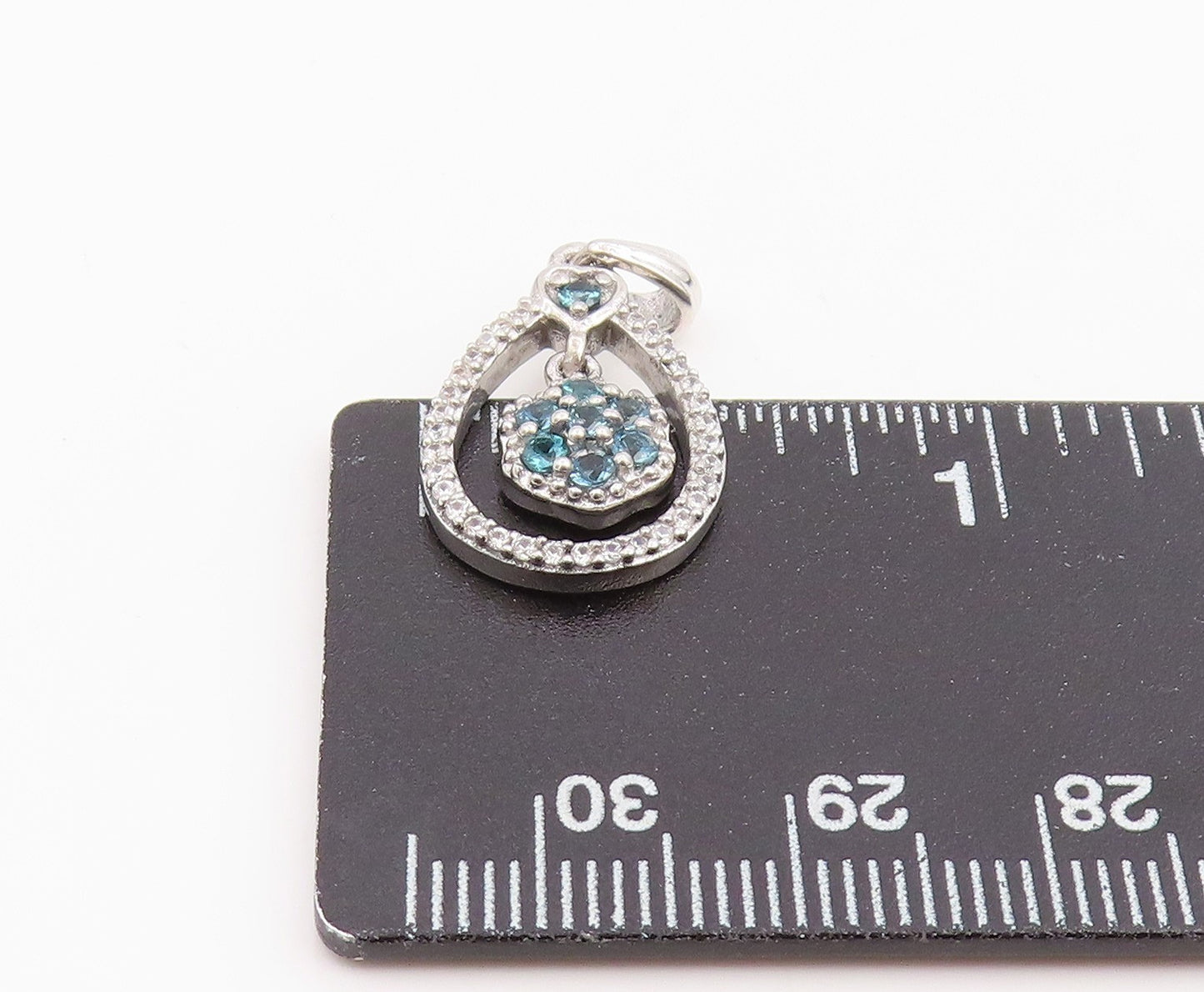 925 Sterling Silver Vintage Pendant Real 1/4 ct Diamonds Floral Charm  PT25979