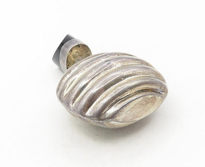 925 Sterling Silver  Vintage Black Onyx Fluted Screw Top Bottle (OPENS) TR1606