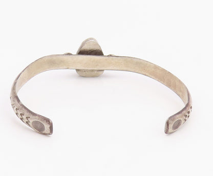 925 Sterling Silver Vintage Bracelet NAVAJO Turquoise Etched Cuff  BT11838