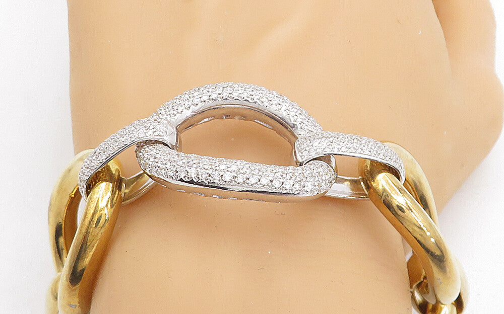 925 Sterling Silver Cubic Zirconia Two Tone Large Chain Bracelet BT2167