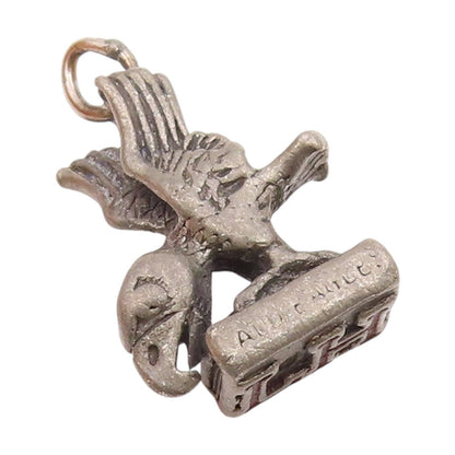 925 Sterling Silver Vintage Dark Tone Petite Bird Statue Pendant  PT15966
