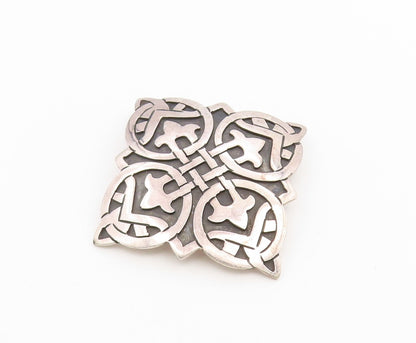 925 Sterling Silver Vintage Brooch Pin MEXICO Celtic Square Shield Knot  BP12669