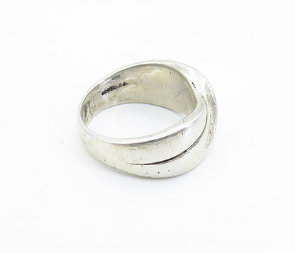 925 Sterling Silver  Vintage Shiny Twist Crossover Band Ring Sz 7.5  RG7100