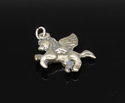 925 Sterling Silver  Vintage Sculpted Fancy Flying Horse Pendant  PT21491