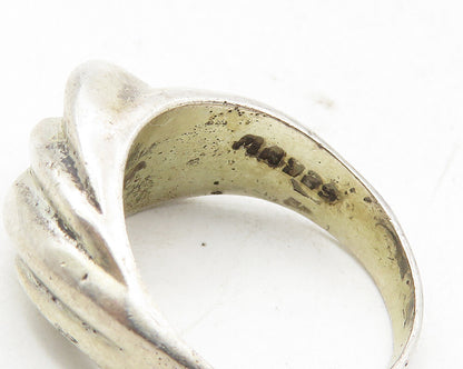 MEXICO 925 Sterling Silver  Vintage Shiny Fluted Dome Band Ring Sz 6.5  RG9757