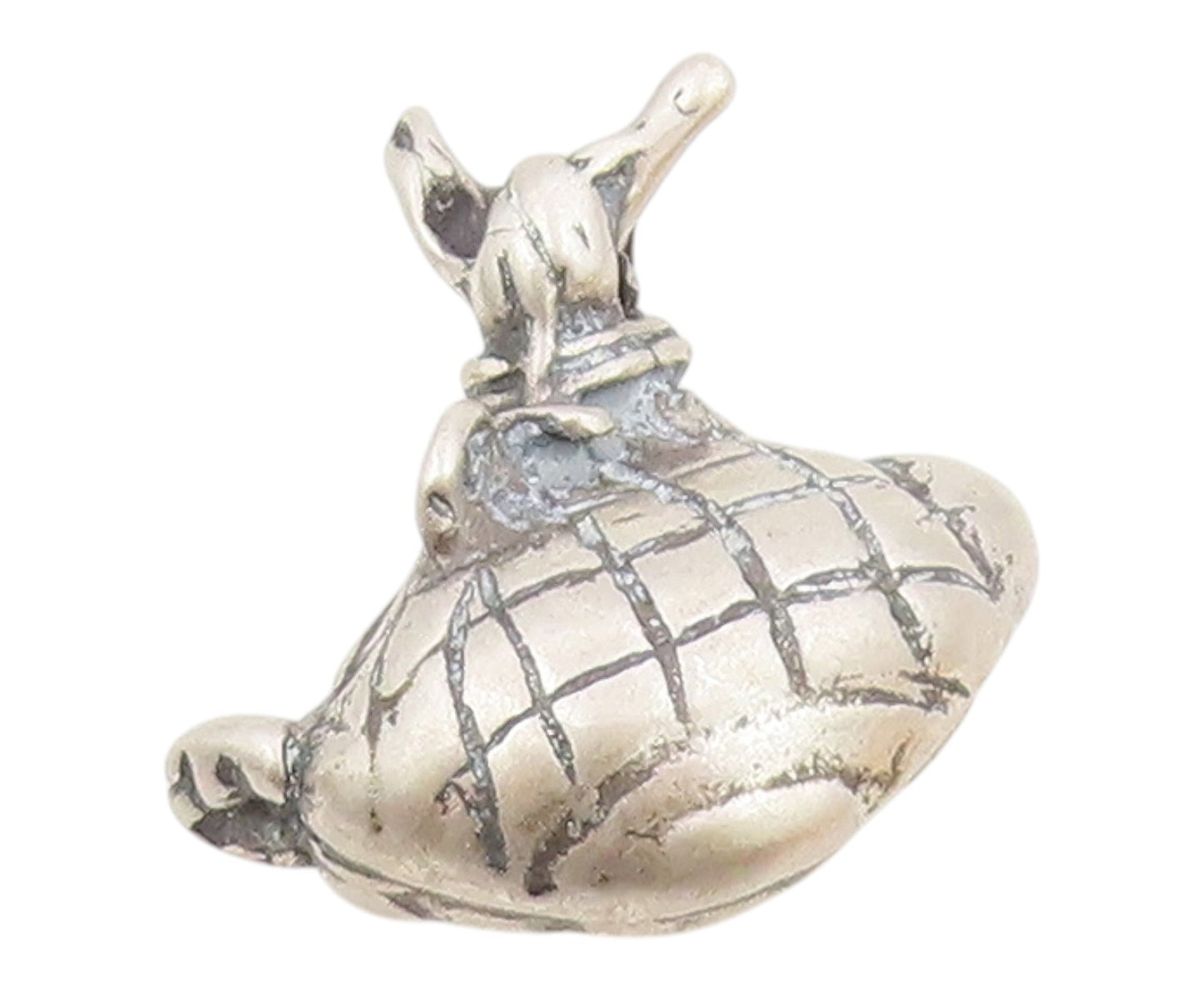 925 Sterling Silver  Vintage Square Pattern Sack Pendant  PT19997