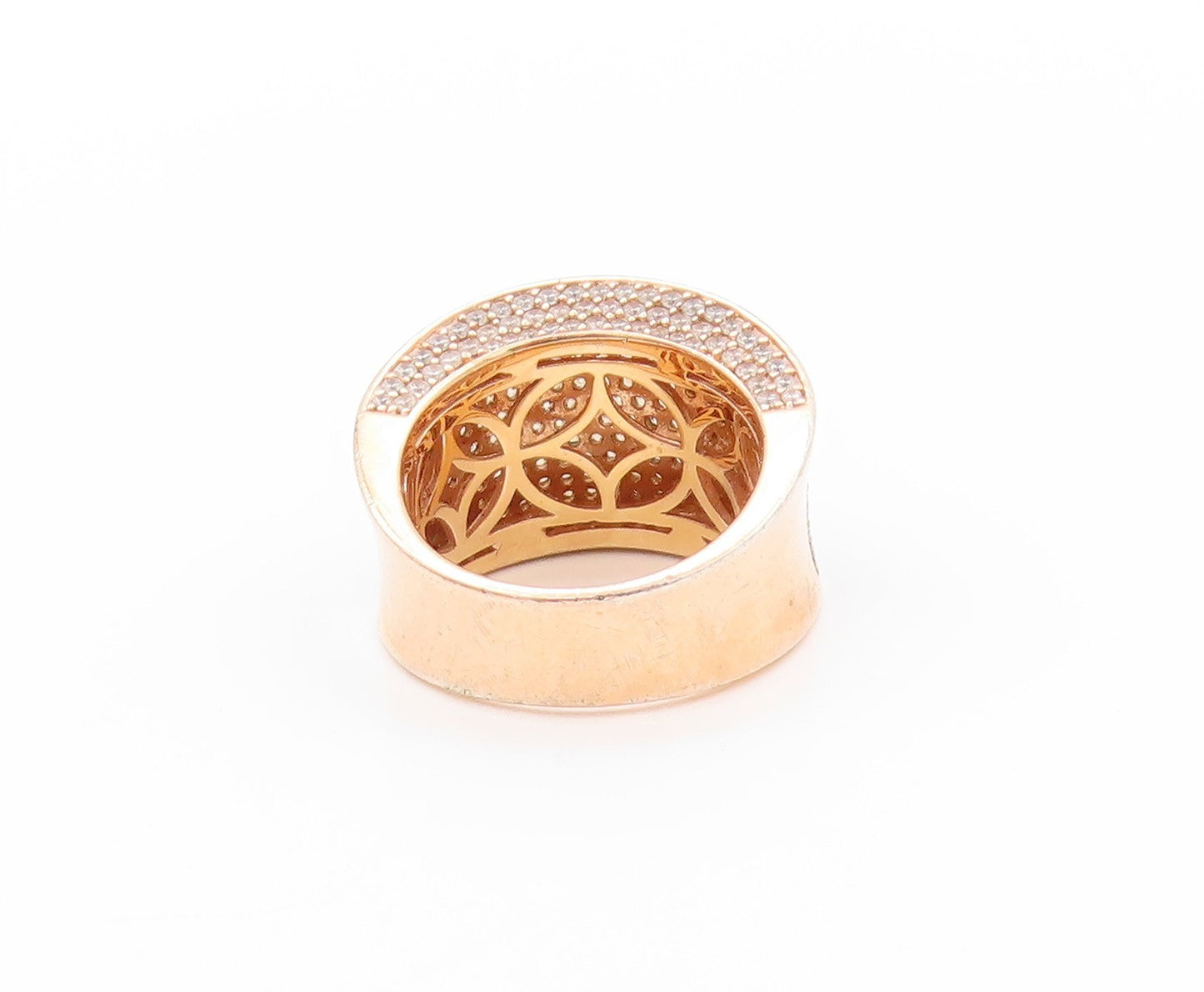 925 Sterling Silver Vintage Ring Gold Plated Champagne CZ Inlay  Sz 7  RG32559