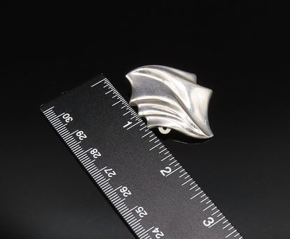 925 Sterling Silver  Vintage Polished Scalloped Non Pierced Earrings  EG12053