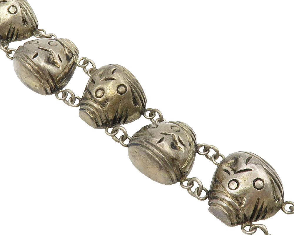 925 Sterling Silver  Vintage Antique Hollow Etched Chain Bracelet  BT5149