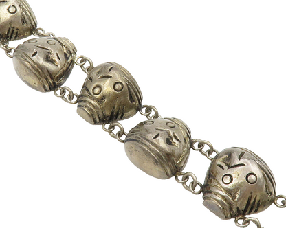 925 Sterling Silver  Vintage Antique Hollow Etched Chain Bracelet  BT5149