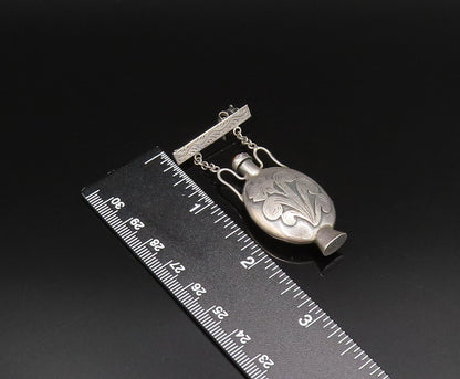 ISRAEL 925 Silver  Vintage Carnelian Perfume Bottle Brooch Pin (OPENS)  BP9886