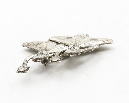 BEAU 925 Sterling Silver  Vintage Women Dancing In Dresses Brooch Pin  BP4929