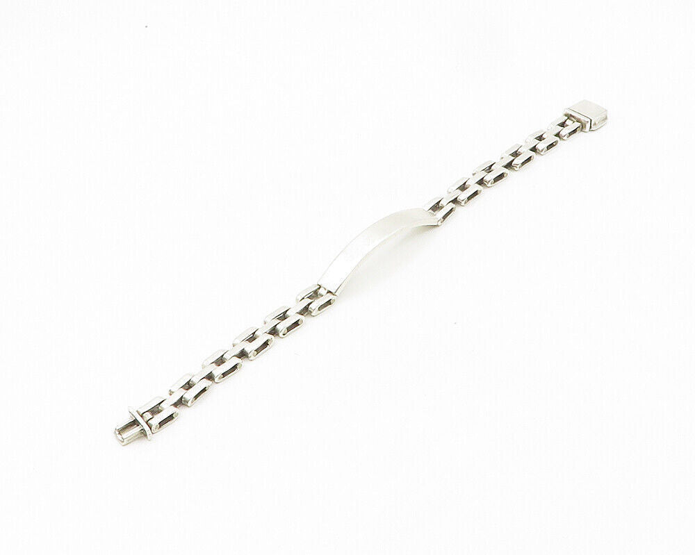 MEXICO 925 Silver  Vintage Shiny Curved Bar Hinge Link Chain Bracelet  BT7656