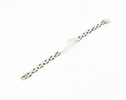 MEXICO 925 Silver  Vintage Shiny Curved Bar Hinge Link Chain Bracelet  BT7656