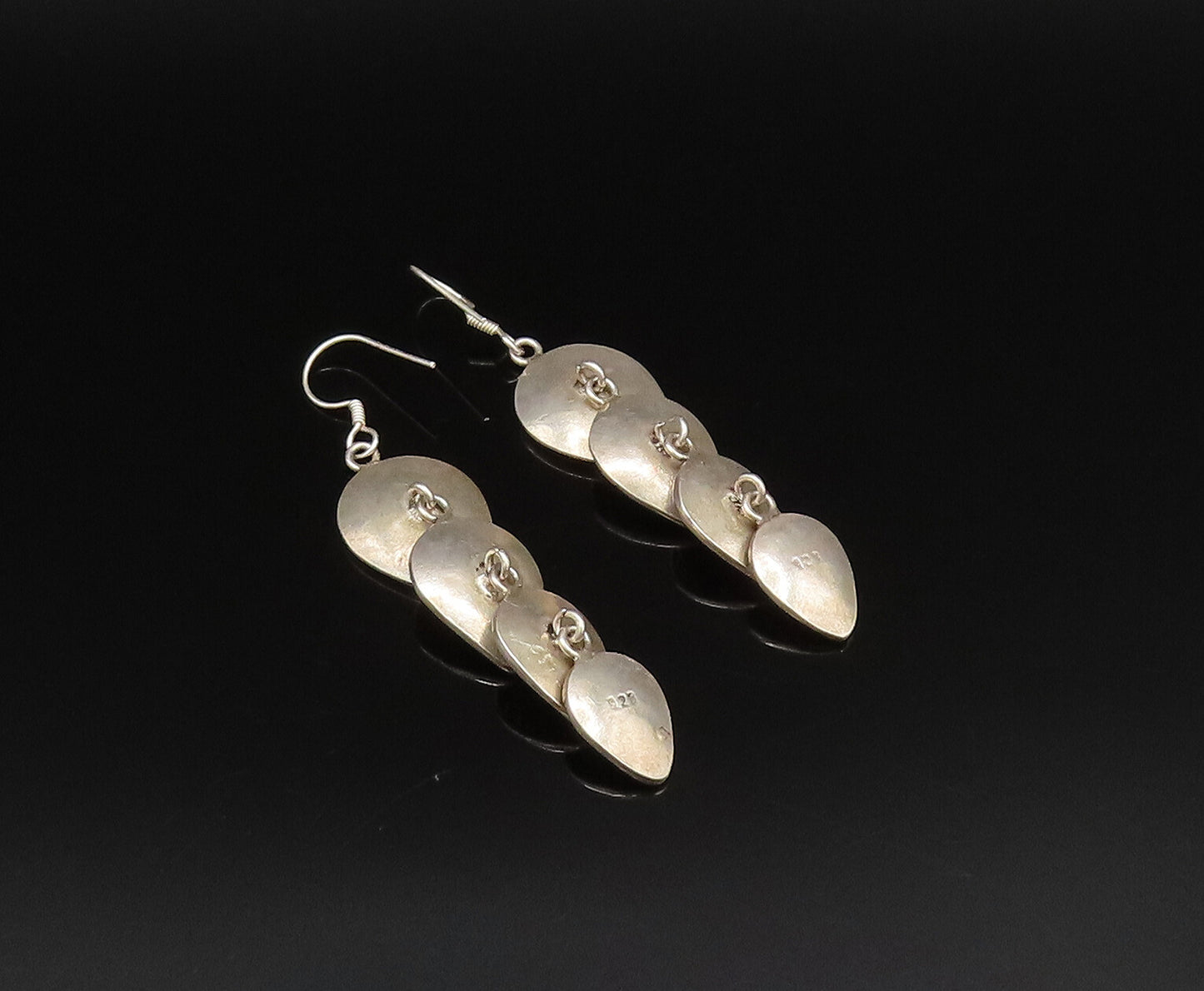 925 Silver  Vintage Swirl Detail Graduated Pear Shaped Earrings  EG11983