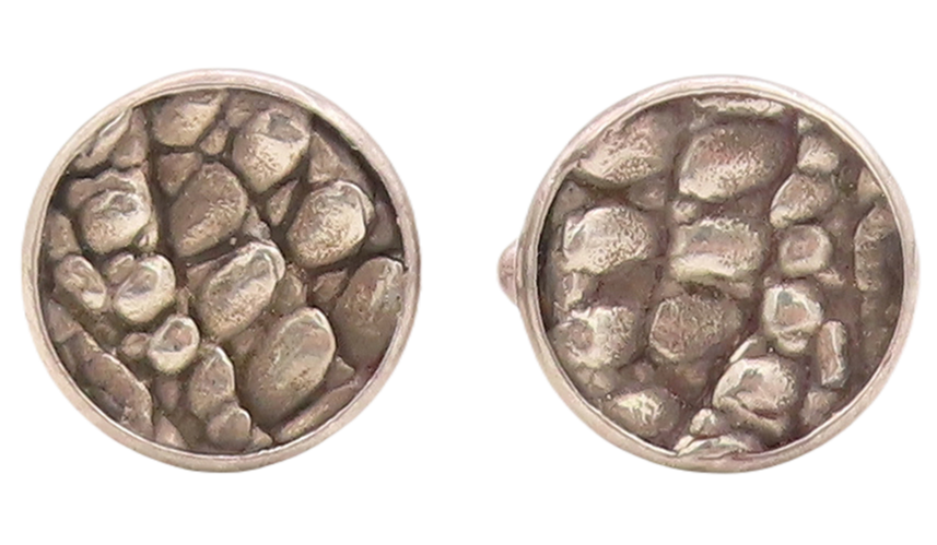 925 Sterling Silver Vintage Cuff Links PAMELA BLOOM Bubble Effect Carved TR3777