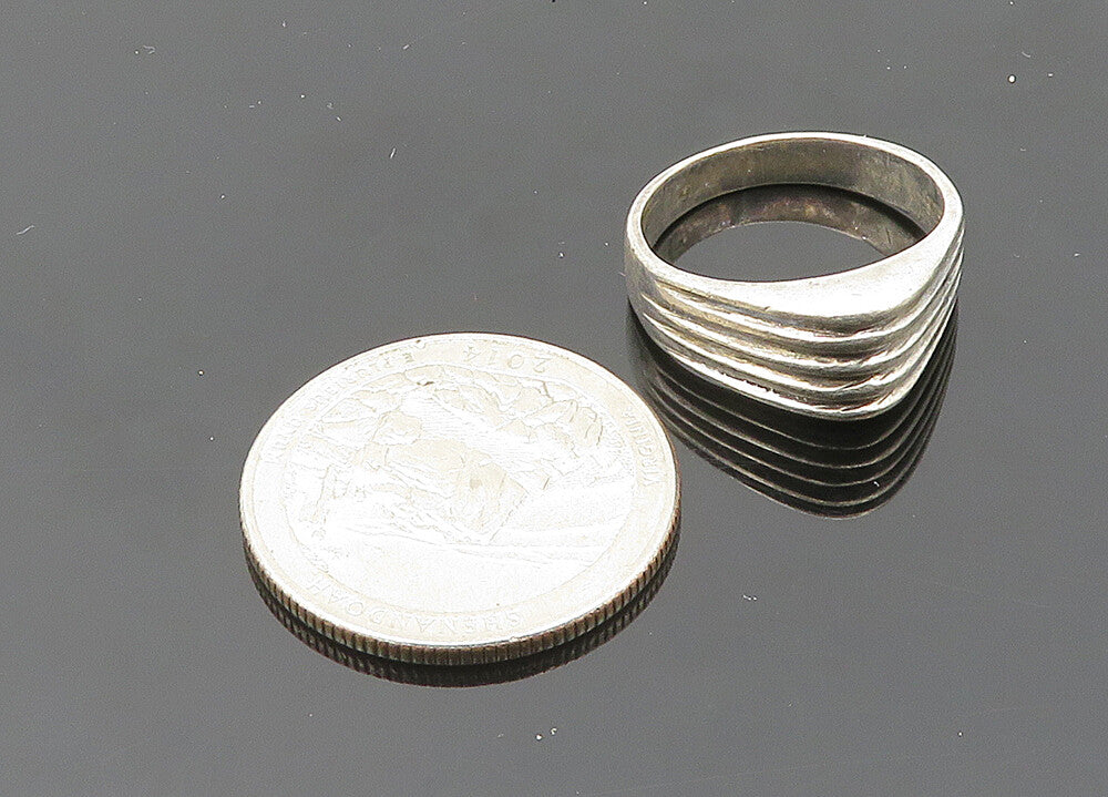 925 Sterling Silver  Vintage Shiny Ribbed Dome Band Ring Sz 7  RG20843
