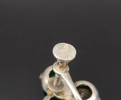 925 Silver  Vintage Fancy Green Topaz Cross Screw Back Earrings  EG12279