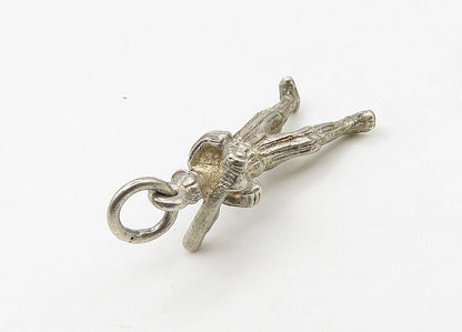 925 Sterling Silver  Vintage Shiny Petite Baseball Player Pendant  PT17233