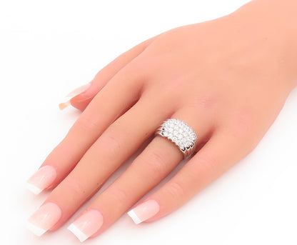 925 Sterling Silver Vintage Ring Solid Domed Grooved CZ Inlay  Sz 6  RG28685