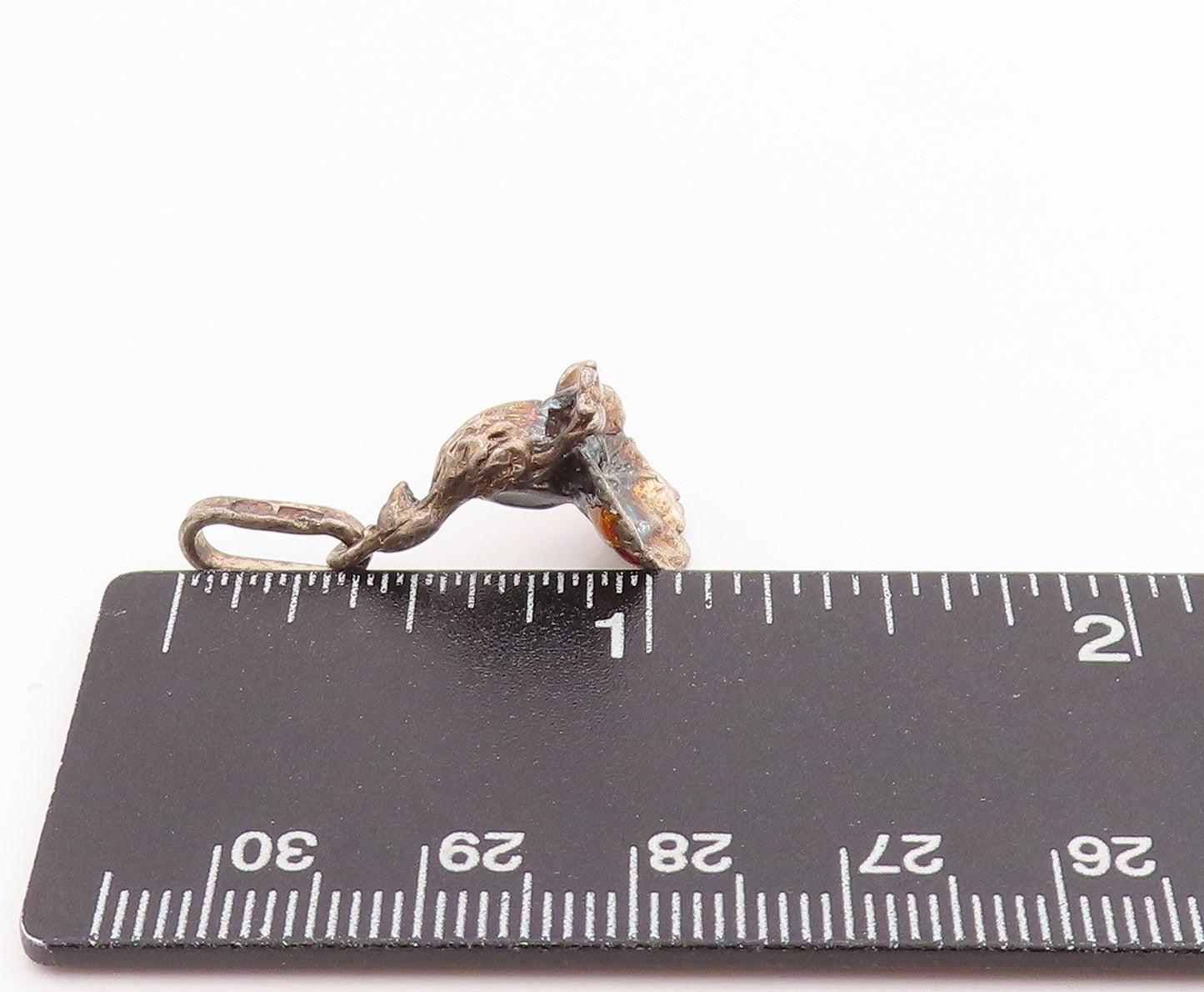 925 Sterling Silver Vintage Pendant Enameled 3D Carved Peacock Charm  PT24426