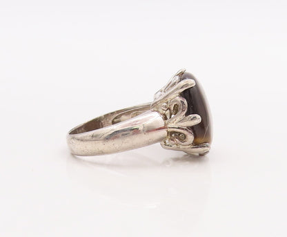 925 Sterling Silver Vintage Ring Cabochon Square Shape Tigers Eye  Sz 8  RG28926