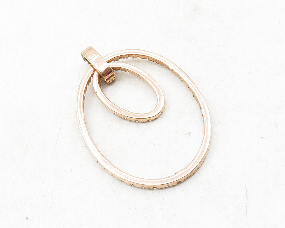 925 Sterling Silver  Vintage Pink Topaz Rose Gold Plated Oval Pendant  PT10143