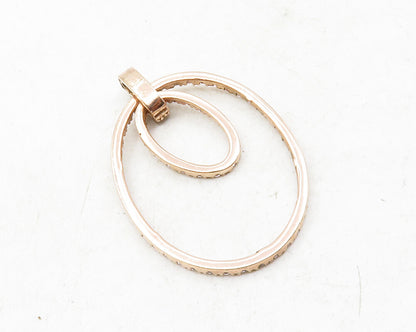 925 Sterling Silver  Vintage Pink Topaz Rose Gold Plated Oval Pendant  PT10143