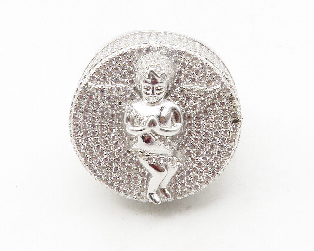 925 Sterling Silver  Cubic Zirconia Praying Angel Cocktail Ring Sz 10  RG11919