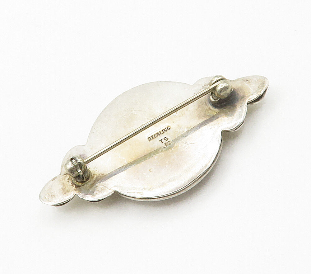 JENNY TOM SCHLECHT 925 Silver  Vintage Carnelian Floral Brooch Pin  BP6003