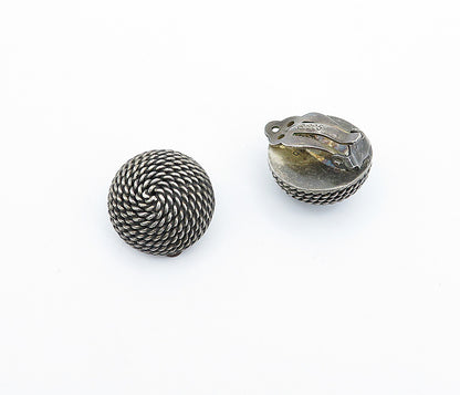 MEXICO 925 Sterling Silver  Vintage Twist Dome Non Pierce Earrings  EG2087