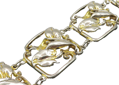 SMIBO 925 Sterling Silver  Vintage Shiny Floral Vine Chain Bracelet  BT8073