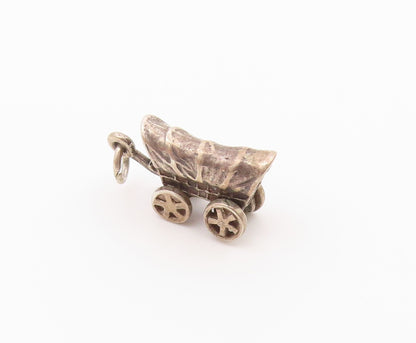 925 Sterling Silver  Vintage Petite Old Fashioned Carriage Pendant  PT18169