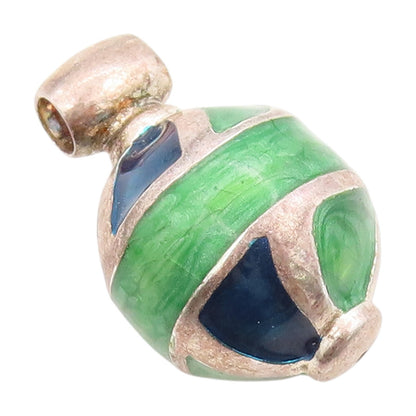 925 Sterling Silver Vintage Pendant Enameled Geometric Sphere Design  PT25120