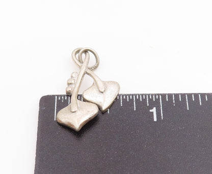 925 Sterling Silver  Vintage Shiny Floral Leaf Motif Drop Pendant  PT16576