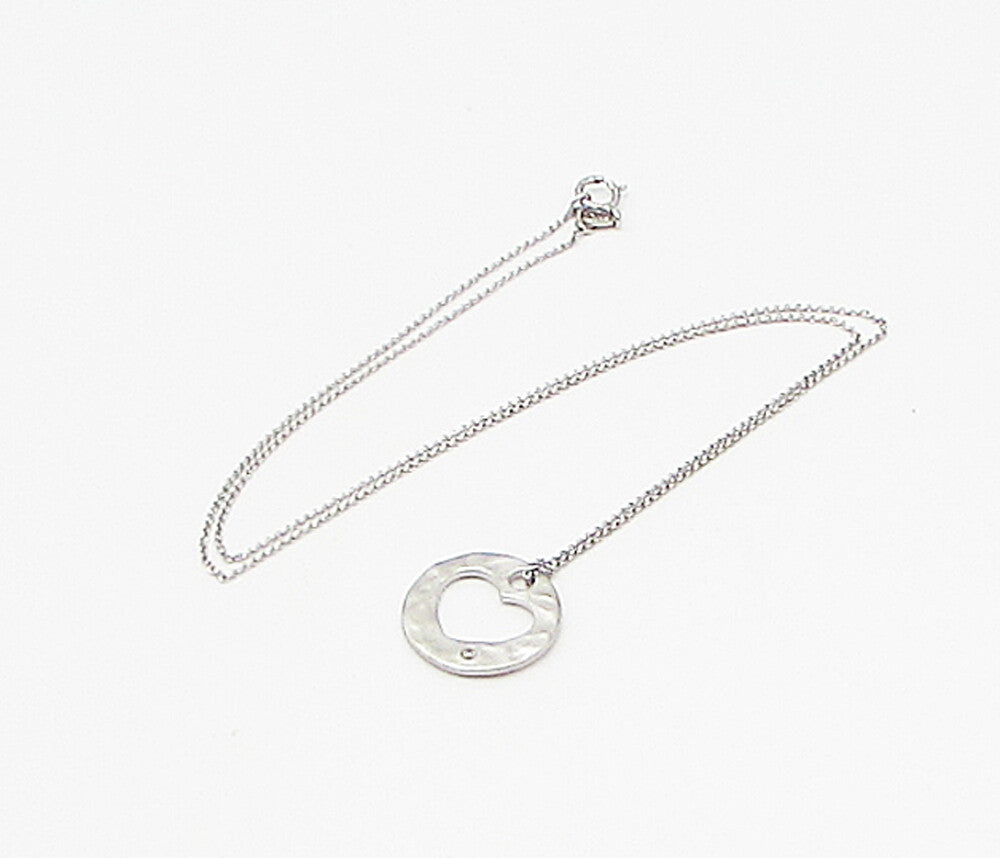 925 Sterling Silver  Genuine Diamond Love Heart Pendant & Chain  PT2444