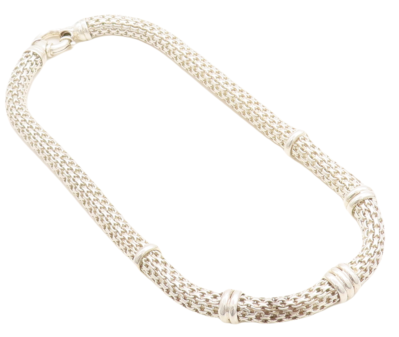 925 Sterling Silver  Shiny Polished Hollow Round Link Chain Necklace  NE1481