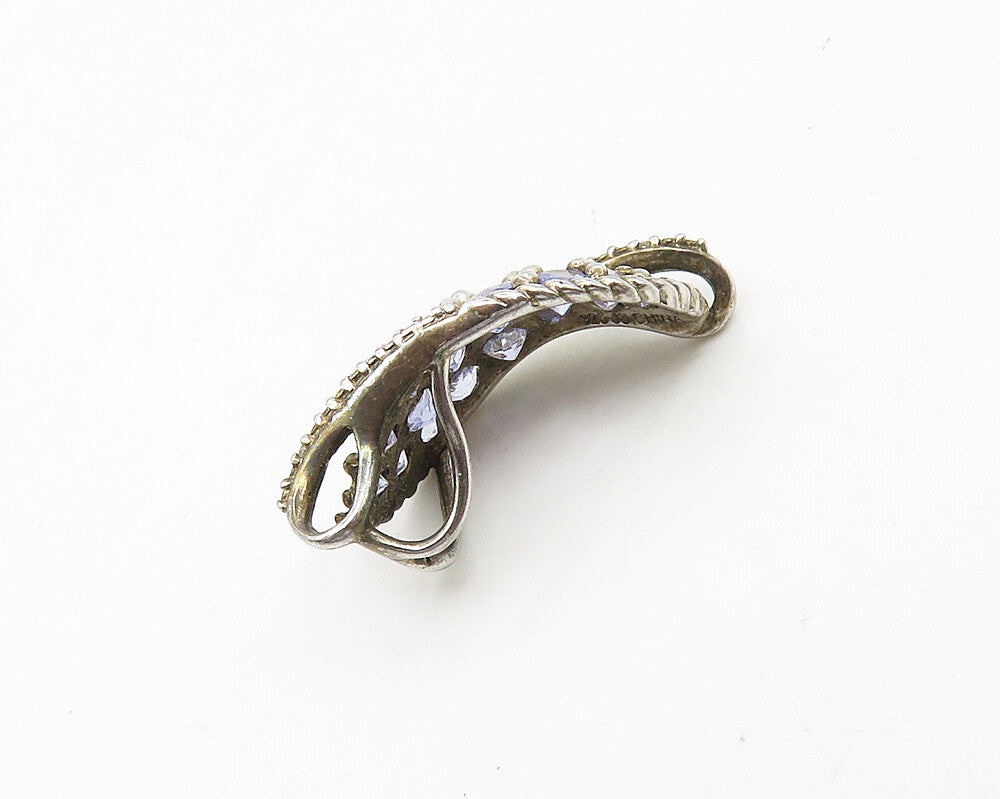925 Sterling Silver  Vintage Tanzanite Cluster Twist Pendant  PT14852