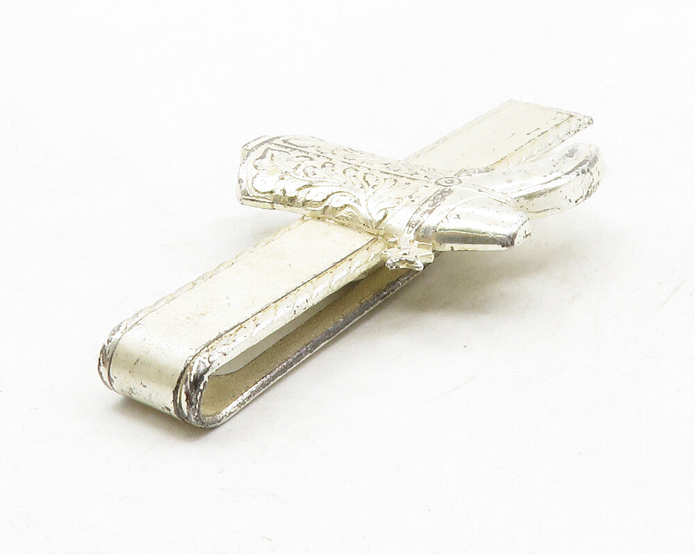 HICKOK 925 Sterling Silver  Vintage Floral Cowboy Book Money Clip  TR1961