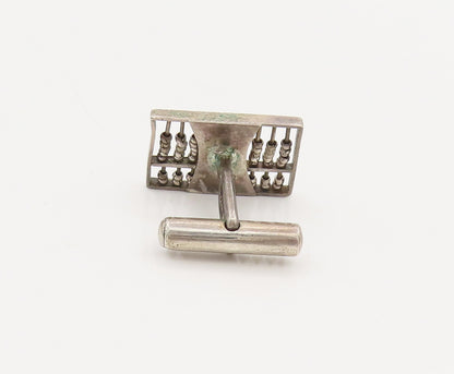 925 Sterling Silver  Vintage Mini 3D Movable beads Abacus Cuff Links  TR3519