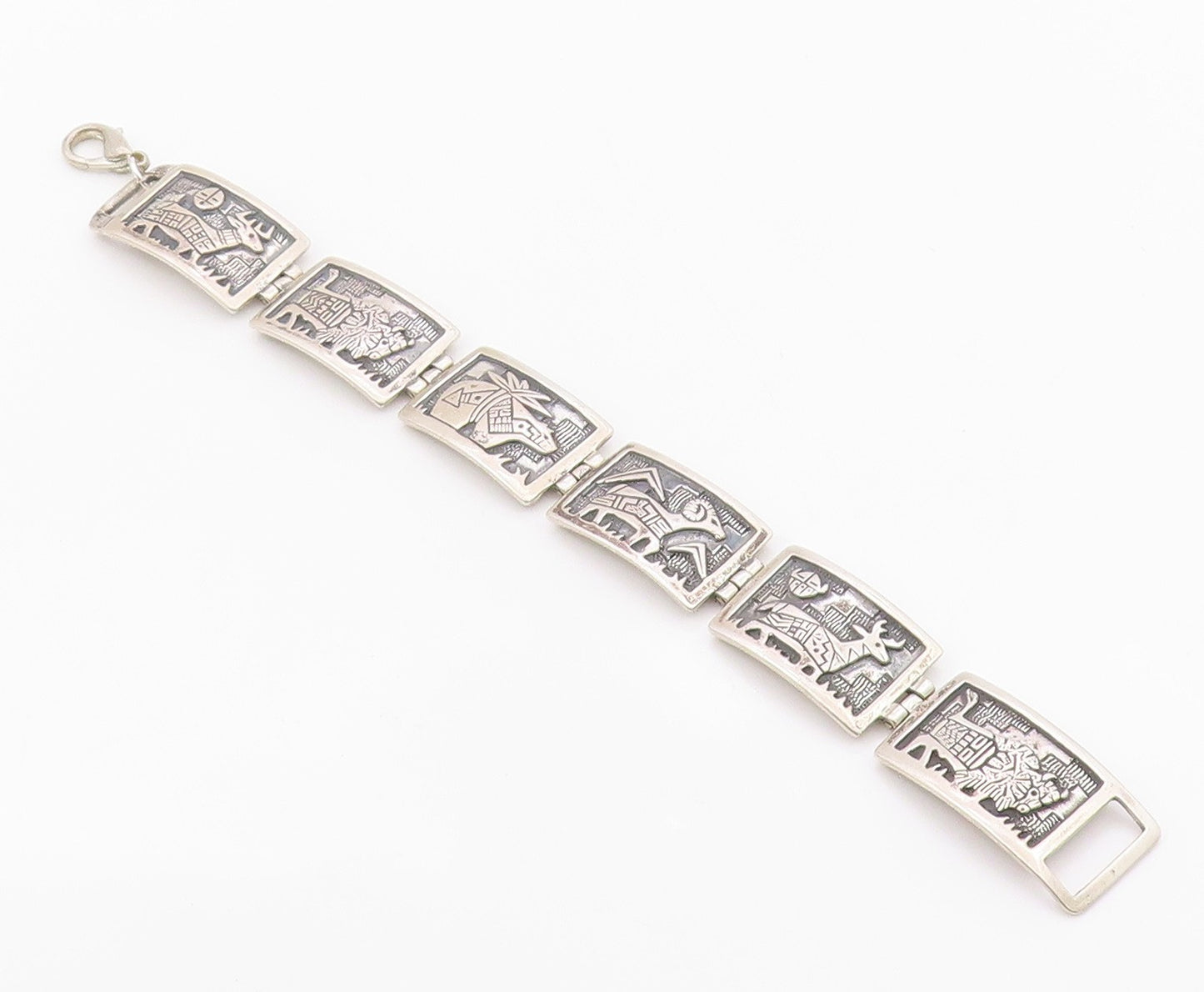 925 Sterling Silver Vintage Bracelet RODERIC TENORIO Storyteller Panel  BT12130