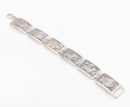 925 Sterling Silver Vintage Bracelet RODERIC TENORIO Storyteller Panel  BT12130