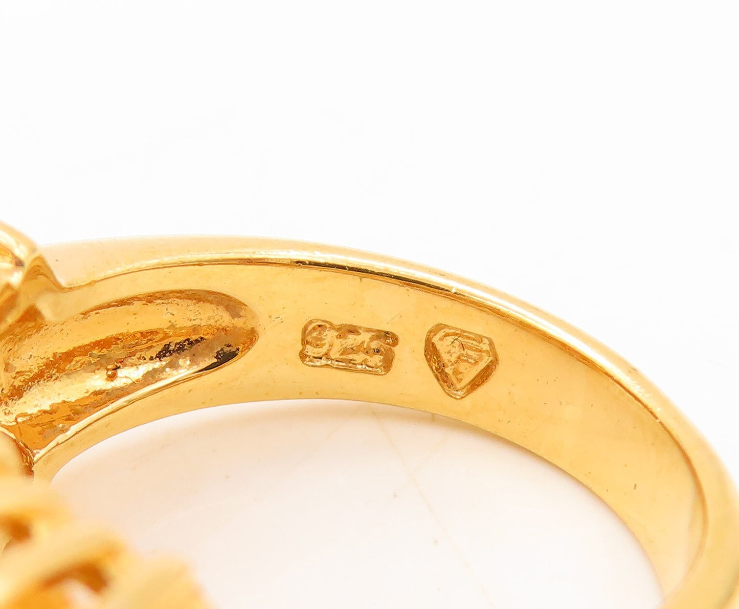 925 Sterling Silver Vintage Ring Gold Plated Square & Round CZ  Sz 6  RG31060