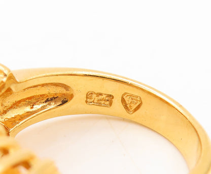 925 Sterling Silver Vintage Ring Gold Plated Square & Round CZ  Sz 6  RG31060