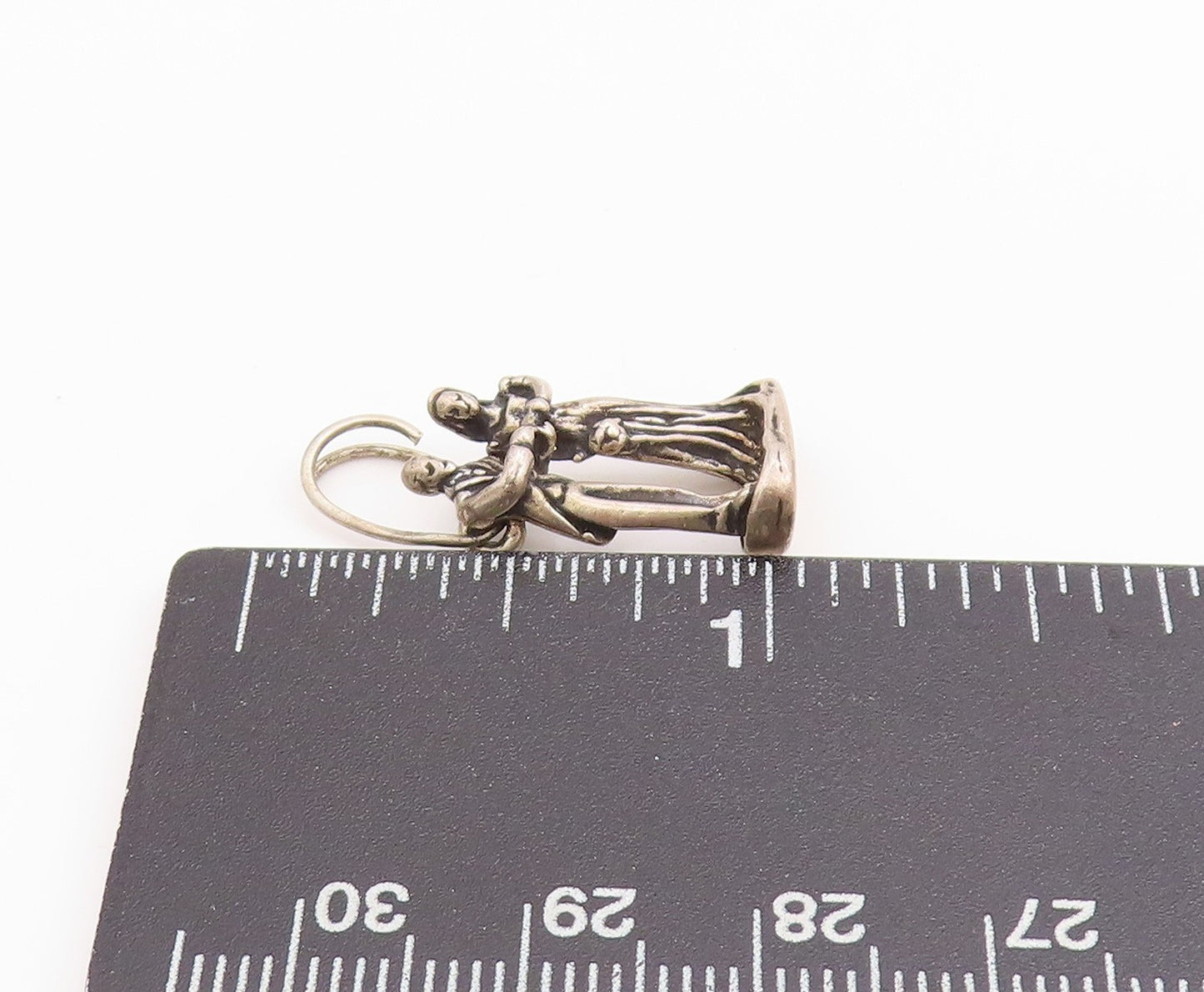 925 Sterling Silver Vintage Pendant 3D Bride & Groom Wedding Day Charm  PT24812
