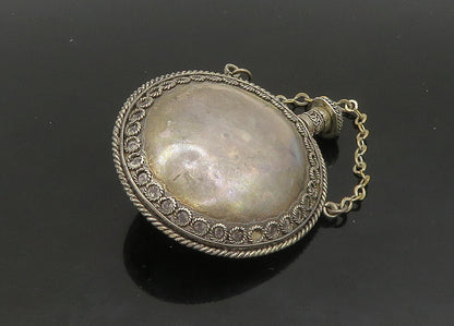 925 Sterling Silver  Vintage Turquoise Ornate Perfume Bottle (OPENS)  TR3197