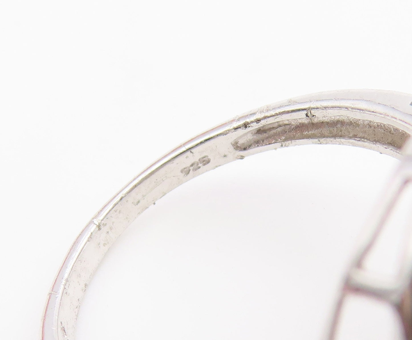 925 Sterling Silver Vintage Ring Real Blue & White Diamonds Band  Sz 7  RG36853