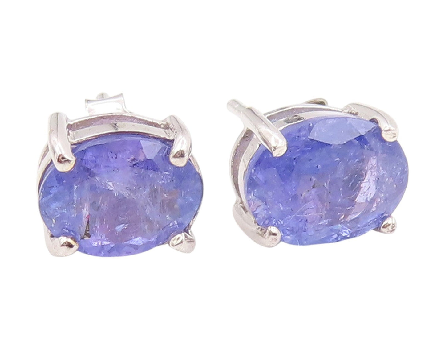 925 Sterling Silver Vintage Earrings Minimalist Oval Cut Tanzanite Stud  EG13992