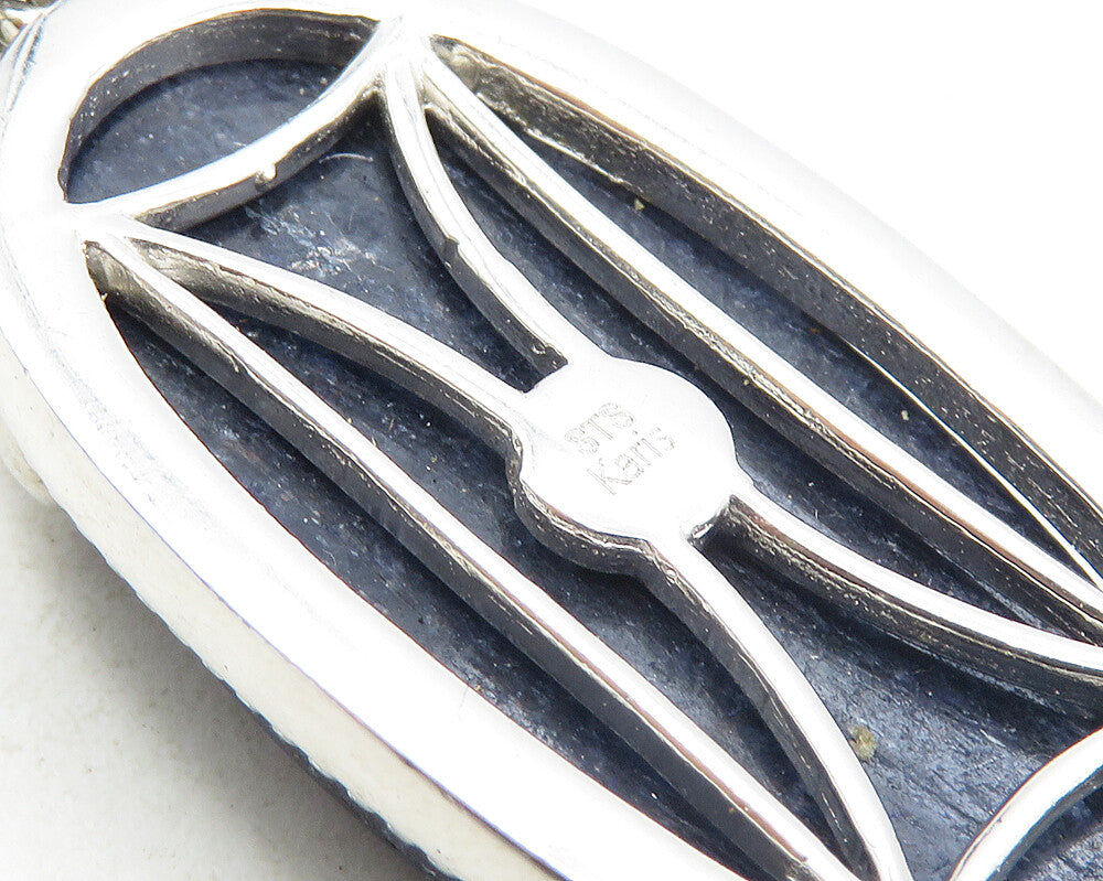 KARIS 925 Sterling Silver  Cabochon Cut Sodalite Shiny Oval Pendant  PT7228