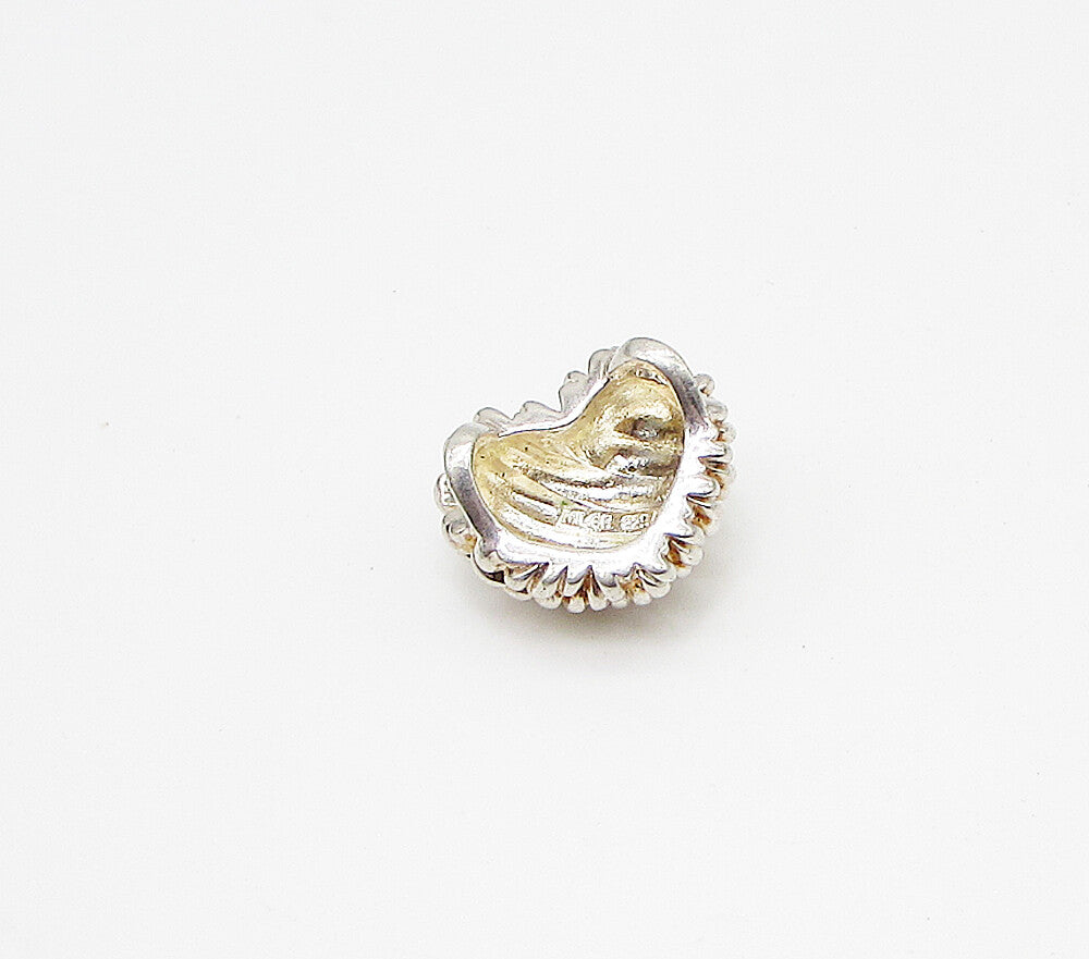 925 Sterling Silver  Vintage Twisted Cable Love Heart Slider Pendant  PT2357